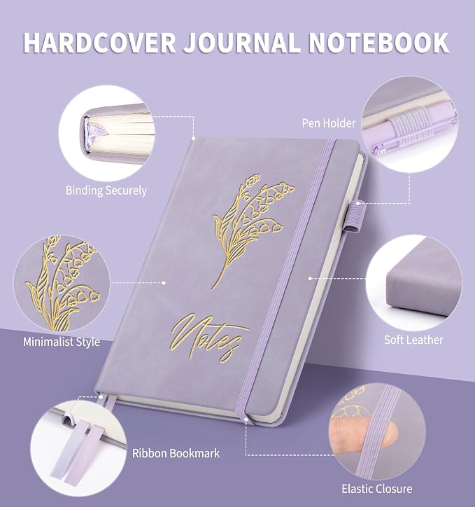 Lined Journal Notebook for Women Men, A5 Hardcover Leather Journals for Writing - Image 2