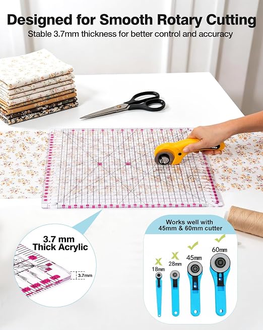 Quilting Rulers 12.5" x 12.5", Slotted Quilting Ruler - Image 4