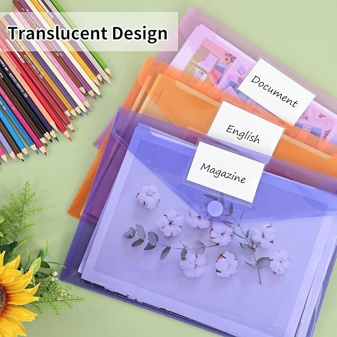 EOOUT 30 Pack 10 Color Plastic Envelopes Poly Envelopes, Hook & Loop Closure - Image 6