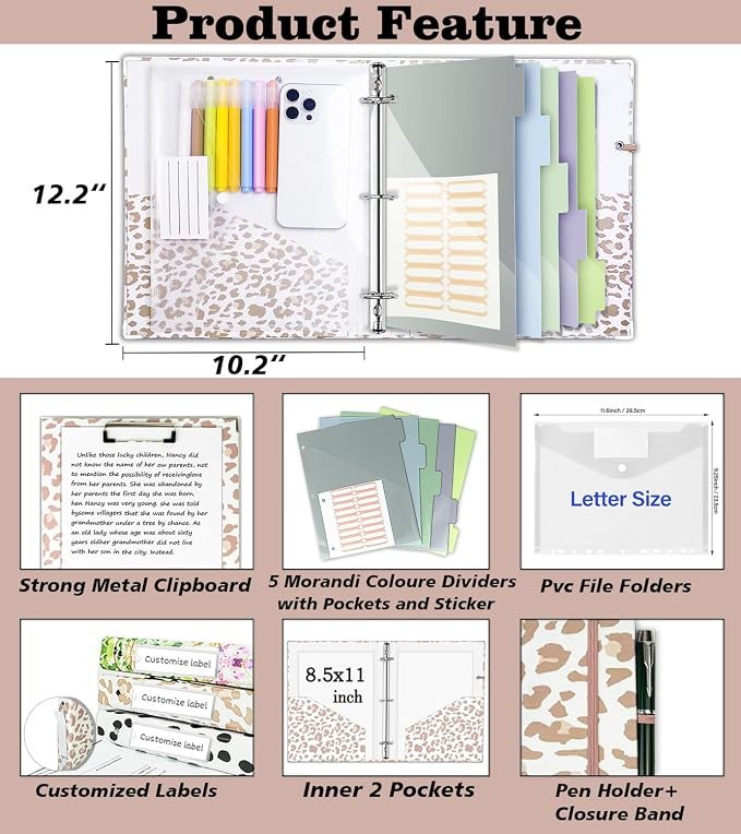 3 Ring Binder 1 Inch for 8.5"x11" Paper, Three Ring Binders - Image 2