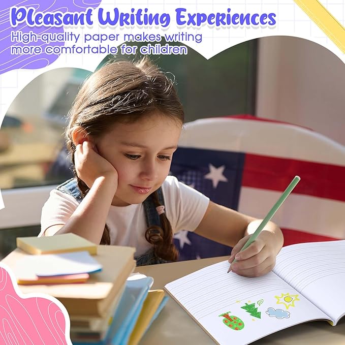 Henoyso 10 Pcs 120 Pages Primary Composition Notebooks K-2, Primary Journal Grades K-2, Writing Journal Practice Notebook for Kids in Preschool, Kindergarten, Back to School Supplies (Rainbow)-DeskLoop Office