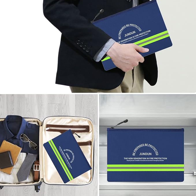 JUNDUN Fireproof Document Bag, 14.2”x 10.0”Waterproof and Fireproof Money Bag - Image 7