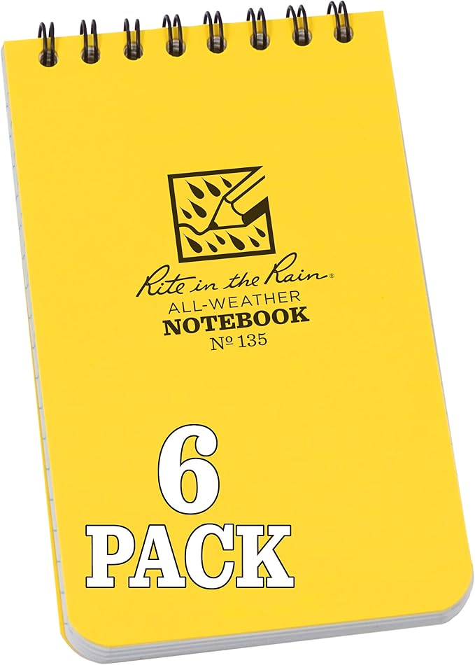 Rite in the Rain Weatherproof Top Spiral Notebook, Universal Pattern, 6 Pack by RiteintheRain