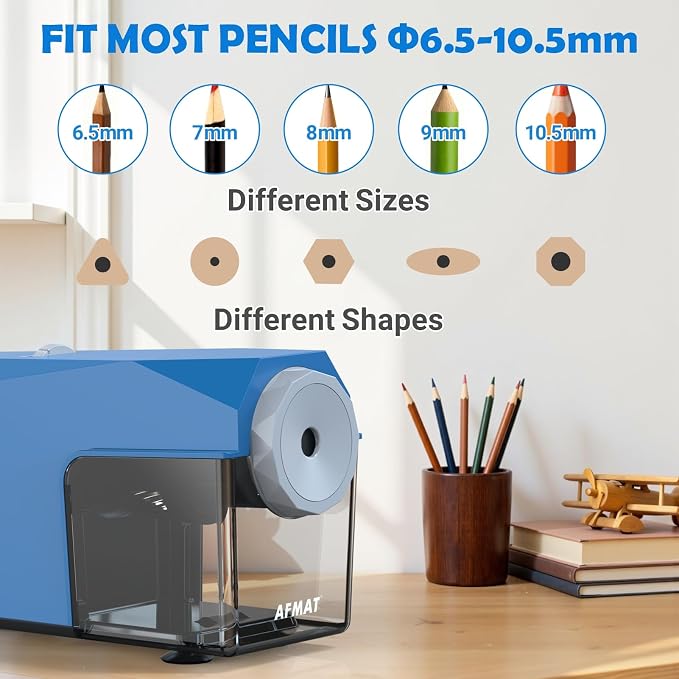 AFMAT Electric Pencil Sharpener, Fast & Hands-Free, 10K+ Uses, 5 Nibs, Fully - Image 3