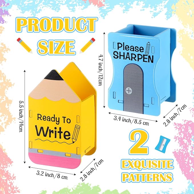 Sherr 2 Pcs Wood Pencil Holder Pencils and Sharpener Shaped Sharp and Dull Pen - Image 2