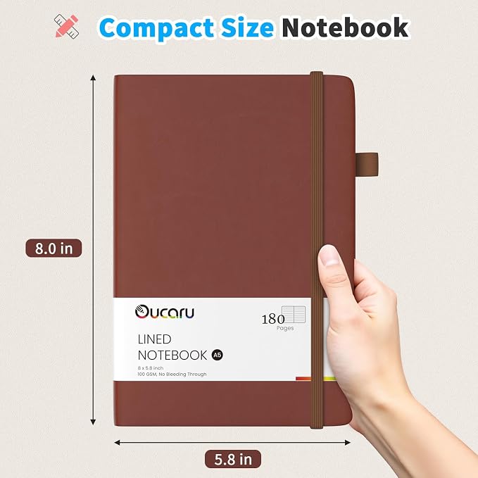 Oucaru Lined Journal Notebook, 16 Pack, 180 Pages, A5 Journals - Image 2