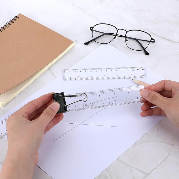 3 Pack 6 Inch Ruler Set Plastic Straight Ruler Transparent Measuring Tool - Image 5