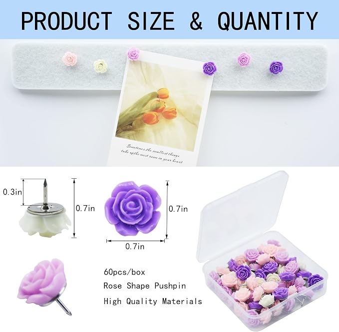 YOUDEFUL 60Pcs Decorative Pushpins, Cork Board Tacks, Bulletin Board Tacks - Image 2