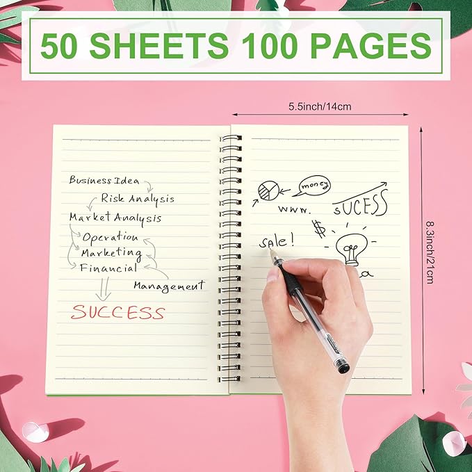 Yahenda 18 Pcs Spiral Notebook Bulk A5 Journal Lined 8.3'' x 5.5'' Writing Composition Paper Small Notepad Subject Notebook for Students Office Business Back to School Supplies (Pink,Light Green)-DeskLoop Office