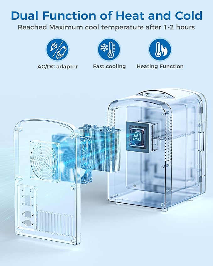 Mini Fridge, 4L/6 Cans Cooler & Warmer Portable Compact Refrigerator, Small Skincare Fridge for Makeup Food and Drinks, Small Cooler for Bedroom, Cosmetics, Car, Office, White-DeskLoop Office