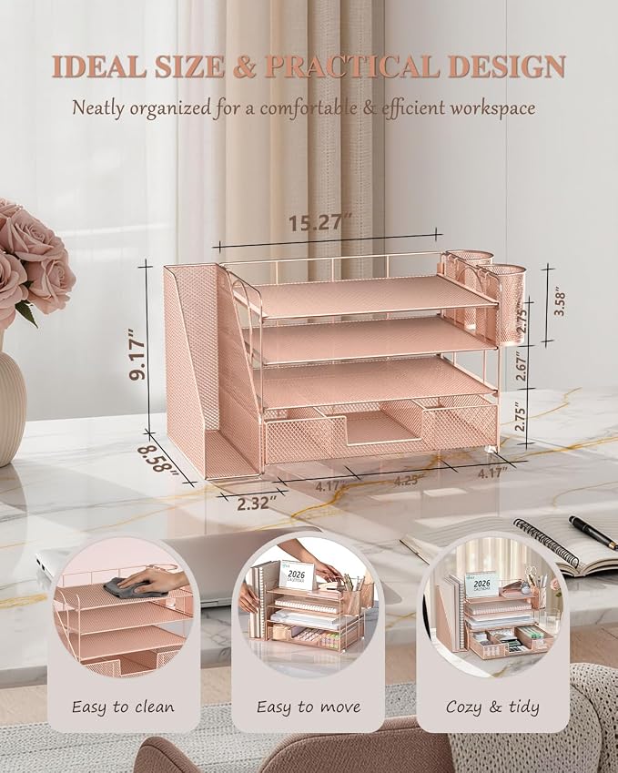 WALI Desk File Organizer, 4 Tier Desktop Paper Letter Tray Organizer - Image 7