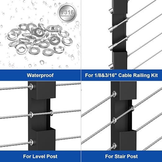 BLIKA 100Pack Cable Railing Adhesive Sleeves - Image 8