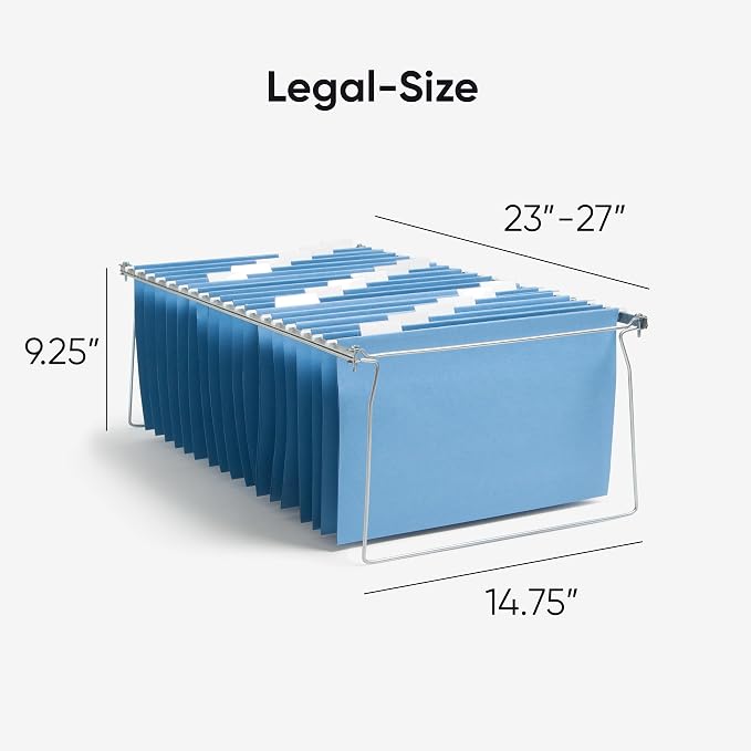 Smead Steel Hanging File Folder Frames, Adjustable Depth 23" to 27", Legal Size - Image 2
