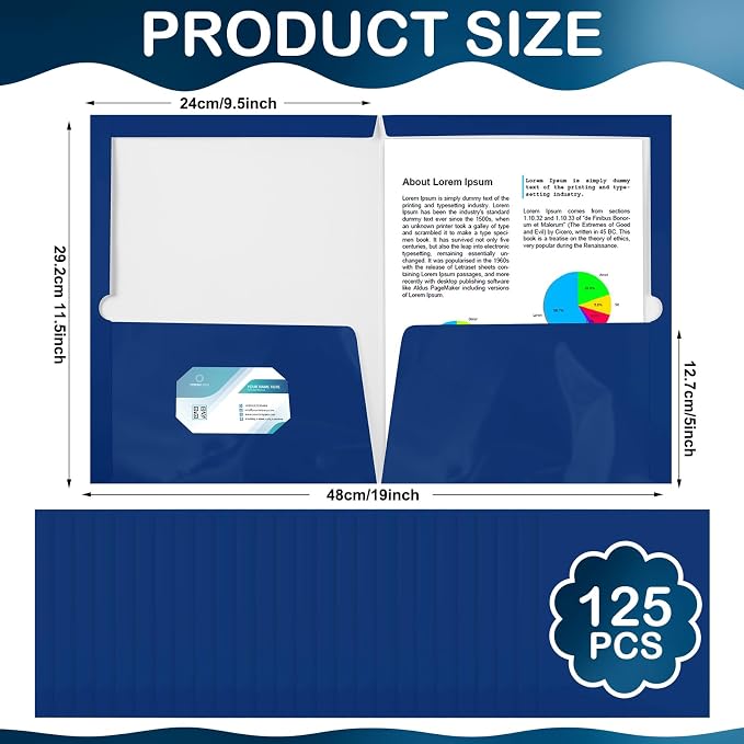 Yeaqee 125 Pack 2 Pockets Glossy Laminated Paper Folder First Day of School - Image 2