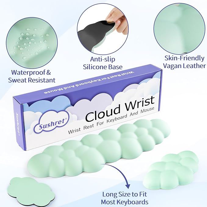 Sushret Cloud Wrist Rest Keyboard, Cloud Keyboard Wrist Pad Set - Image 5
