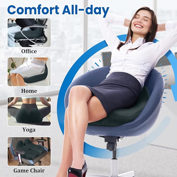 CushZone Seat Cushion, Memory Foam Office Chair Seat Cushion - Image 5