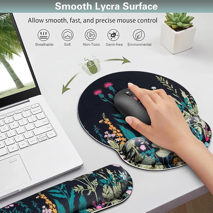 Mouse Pad with Wrist Rest Set, Qomolama 3-in-1 Wrist Support Mouse Pad Set - Image 3