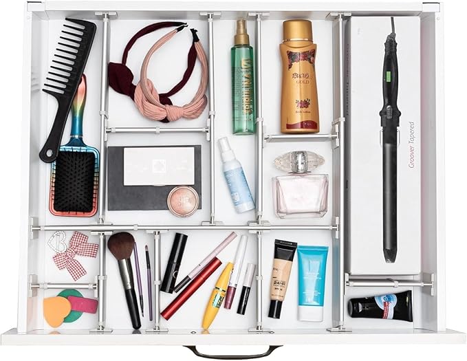 Practical Comfort FLEXIVIDER Aluminum Drawer Organizer - 9 Telescopic Dividers Set - Bronze-DeskLoop Office