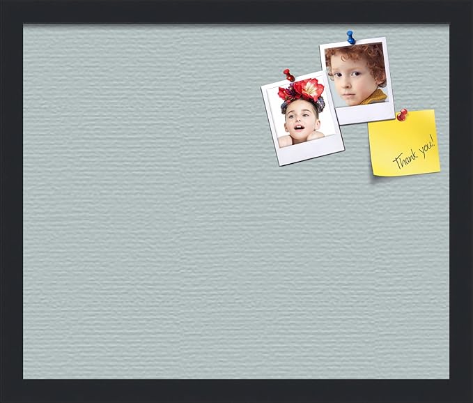 PinPix 18x15 Inch Cork Bulletin Board. This Decorative Framed Pin Board Comes with Soft Blue Design and a Satin Black Frame. Ideal for Home Office Decor or Message Board (PinPix-1814)-DeskLoop Office