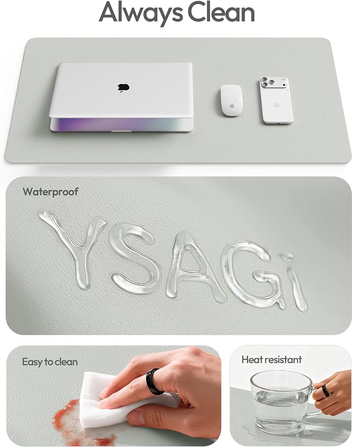YSAGi Leather Desk Pad Protector, Office Desk Mat, Large Mouse Pad, Non-Slip PU - Image 7