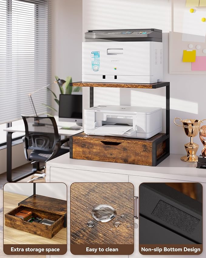 IBUYKE 2 Tier Desktop Printer Stand, Printer Table - Image 2