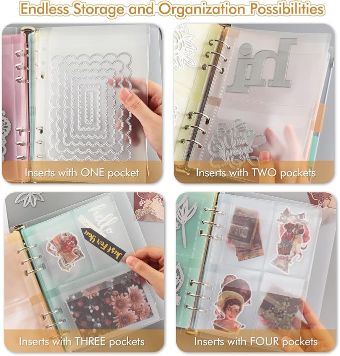 10 Pack A5 Size Plastic Binder Pockets, 6 Holes Waterproof PVC Folders Loose - Image 6