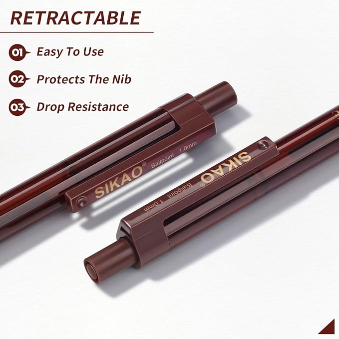 Black Pens Bulk, 60 Pack Retractable Ballpoint Pens “COFFEE” | Black Ink 1.0mm - Image 4