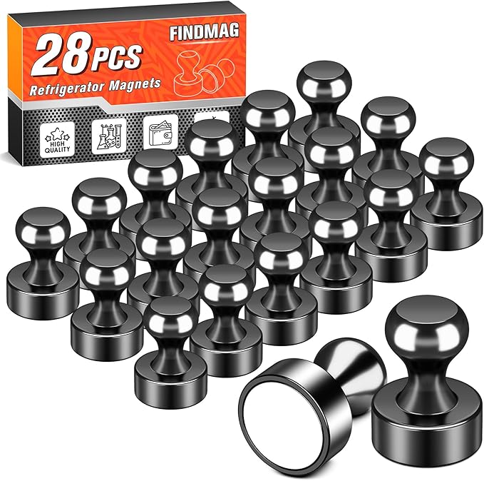 FINDMAG Refrigerator Magnets, Small Black Whiteboard Magnet, Super Strong and by FINDMAG