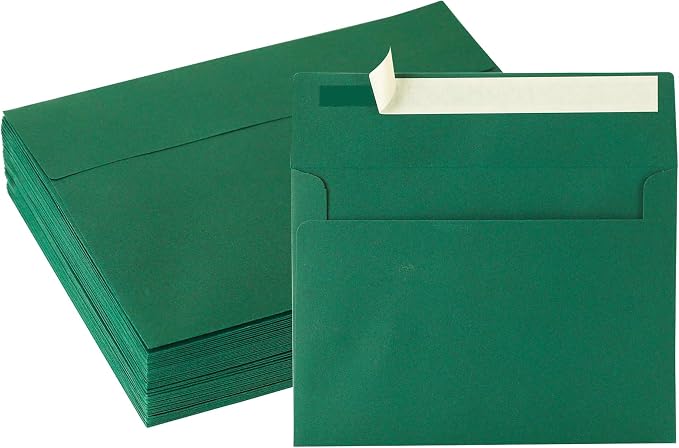 Green Envelopes, 50 Pack, 5 x 7 Inch, Dark Green, 120gsm Paper by Janvale