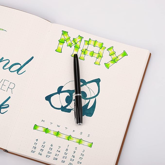 AHGXG Bullet Dotted Journal 2 Pack - B5 Large Journal Dot Grid Notebook (7.6'' X 10'') with Thick 120gsm Dot Paper, Soft Leather Cover, Total 384 Pages, Inner Pocket - BlackGreen-DeskLoop Office