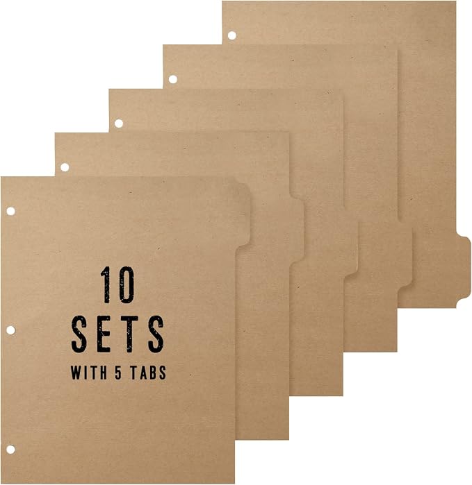3 Ring Binder Dividers with 5-Tabs by Homakover