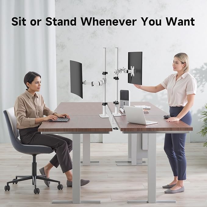 Suptek Single Monitor Arm Desk Mount Fully Adjustable Monitor Stand for 1 / One Screen up to 32 inch Extra Tall 31.5 inch Pole,White (MD6821W)-DeskLoop Office