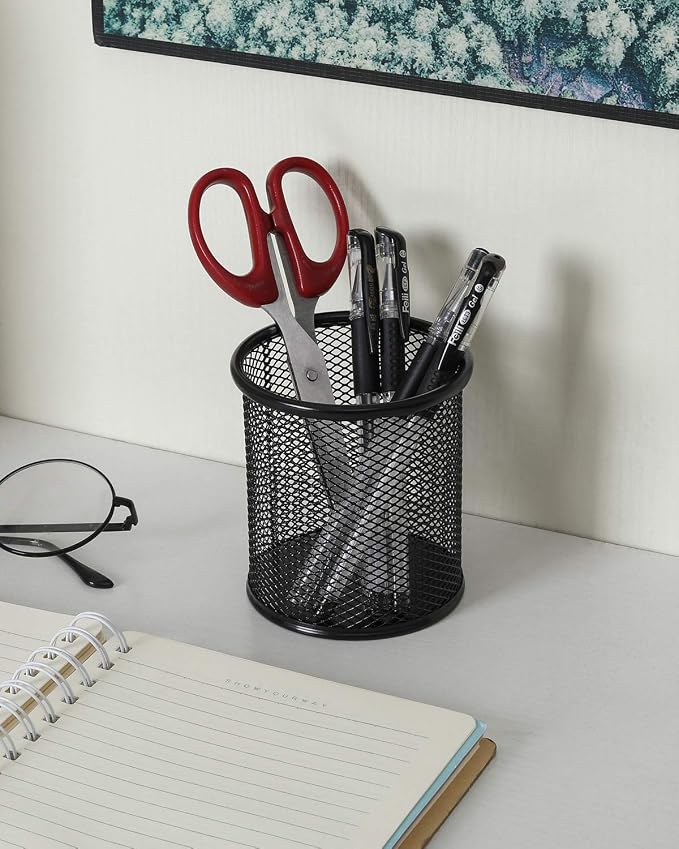 EasyPAG Pencil Holder for Desk, 2 Pack Metal Pen Organizer, Mesh Pencil Cup - Image 5