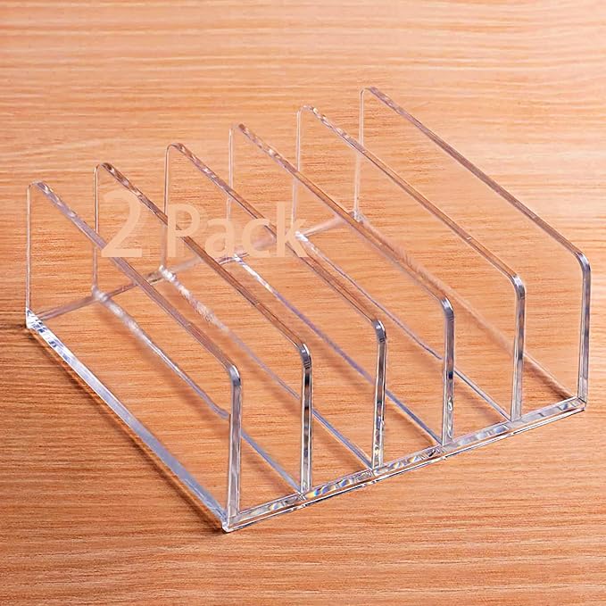 Acrylic Mail Organizer for Sorting Mail, Business Card 2Pack, 5 Slots Mail by Halyuhn