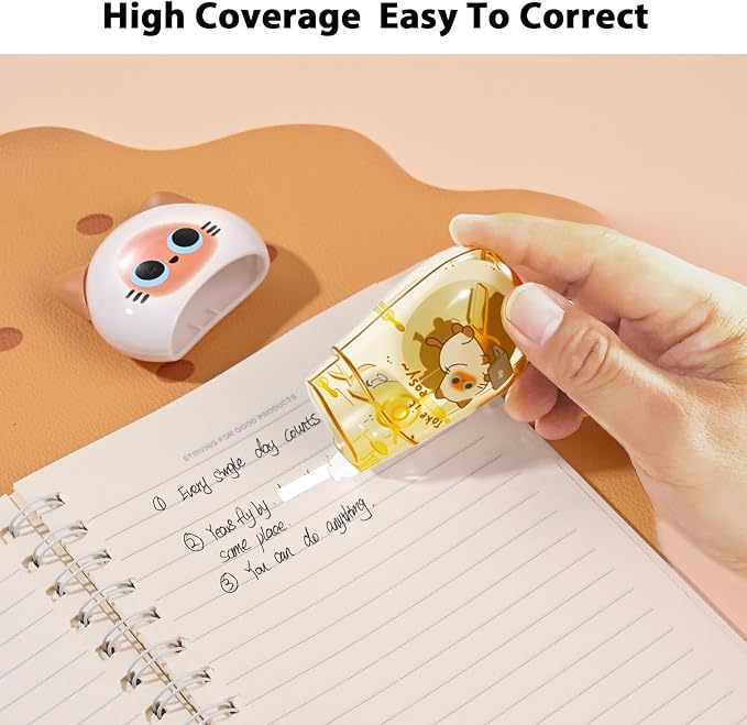 Cute Cat White Correction Tape Kawaii Extra-Long Correction Tape – 98ft Each - Image 5