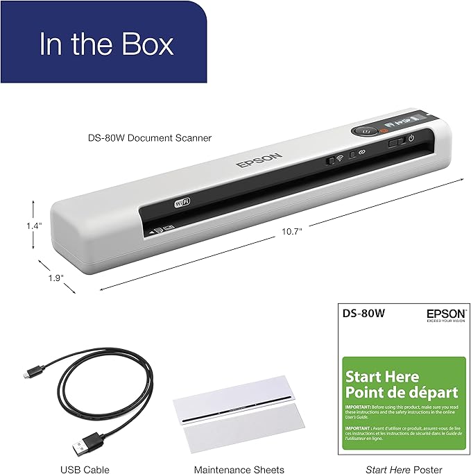 Epson DS-80W Wireless Portable Sheet-fed Document Scanner for PC and Mac-DeskLoop Office