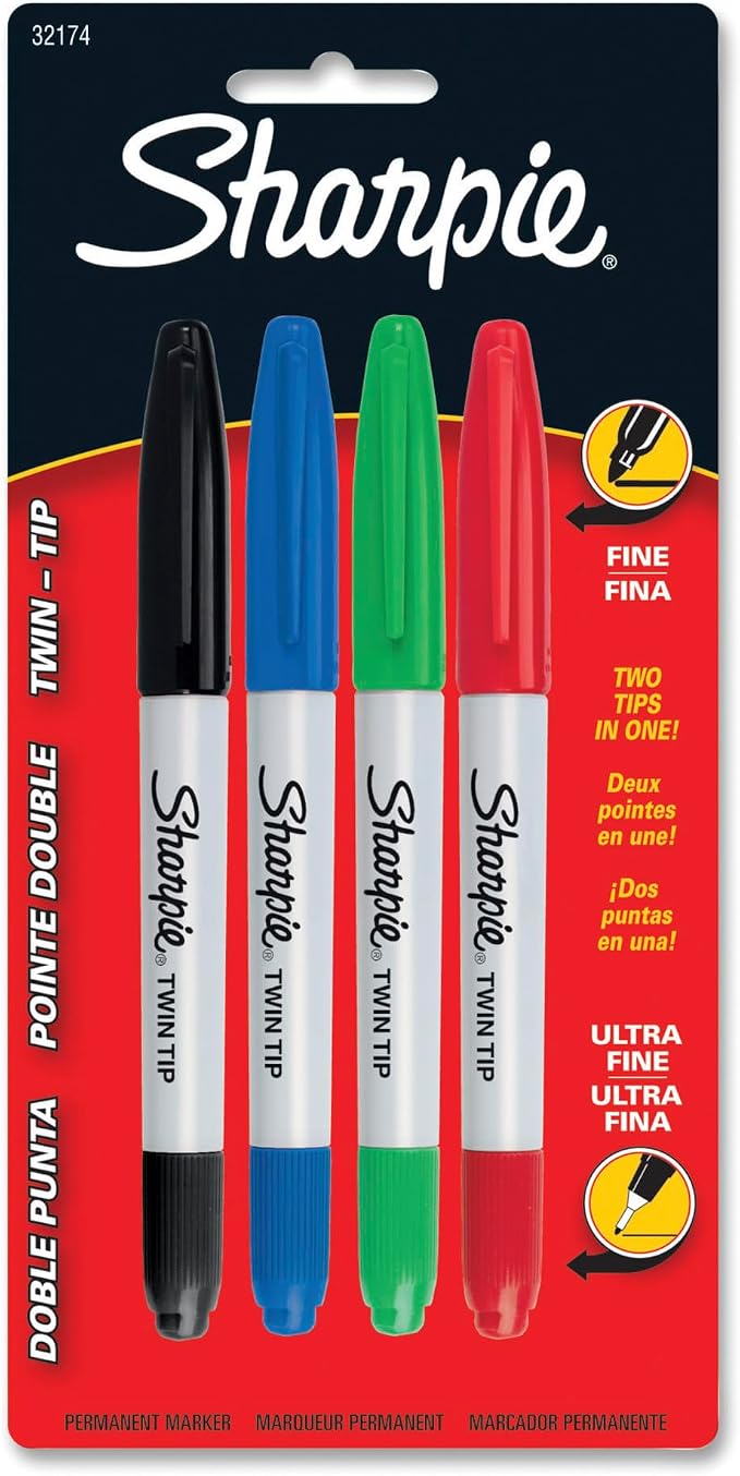 SHARPIE 32174PP Twin Tip Permanent Markers, Fine and Ultra Fine - Image 2