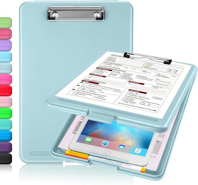 Sooez Clipboard with Storage, Plastic Storage Clipboards with Low Profile Clip by Sooez