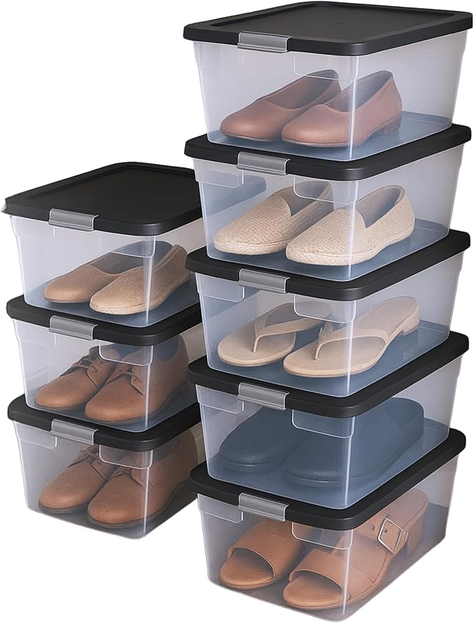 HOMZ 8-Pack Snaplock, Small Clear Plastic Storage Organizer Bins by Homz