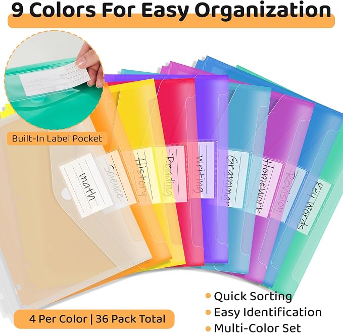 Binditek 36 Pack Binder Pocket Folders - Image 6