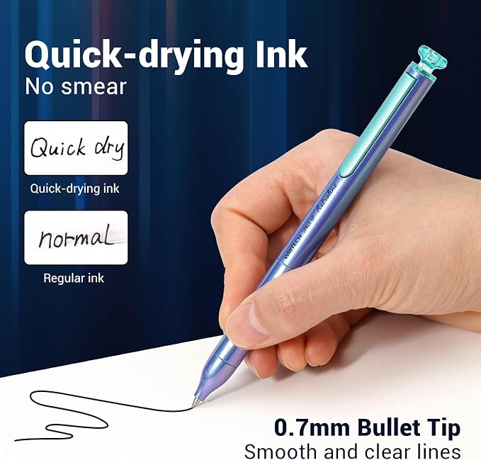 WRITECH Gel Pens Black Ink: Sleek Metal Barrel Pen Fine Point 0.7mm Retractable - Image 4