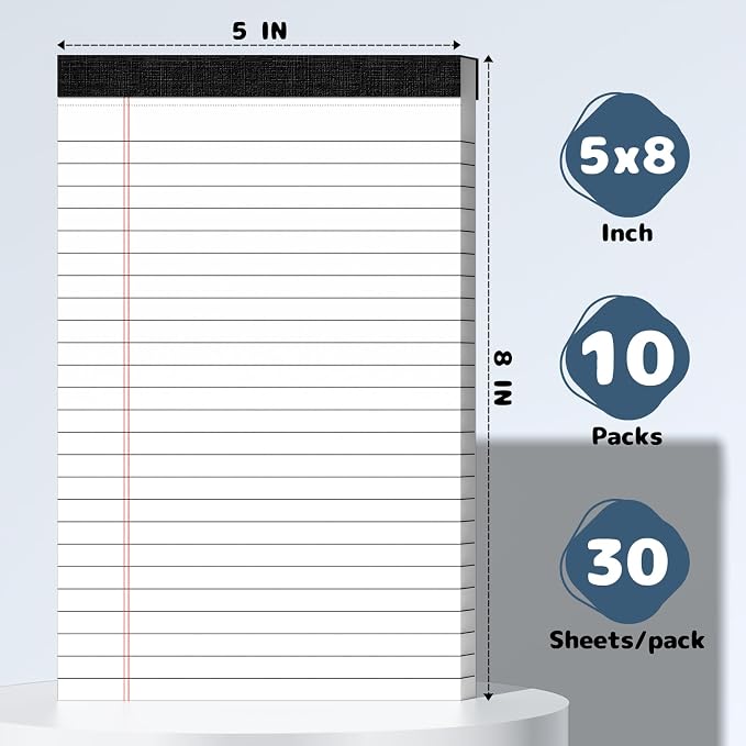 5x8 Legal Pads, Narrow Ruled 7mm Writing Pads - Image 2