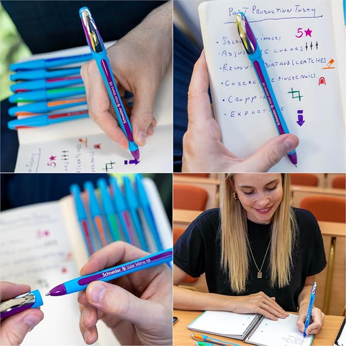 Schneider Slider Memo XB Ballpoint Pen, 1.4 mm, Light Blue Barrel, Violet Ink - Image 3