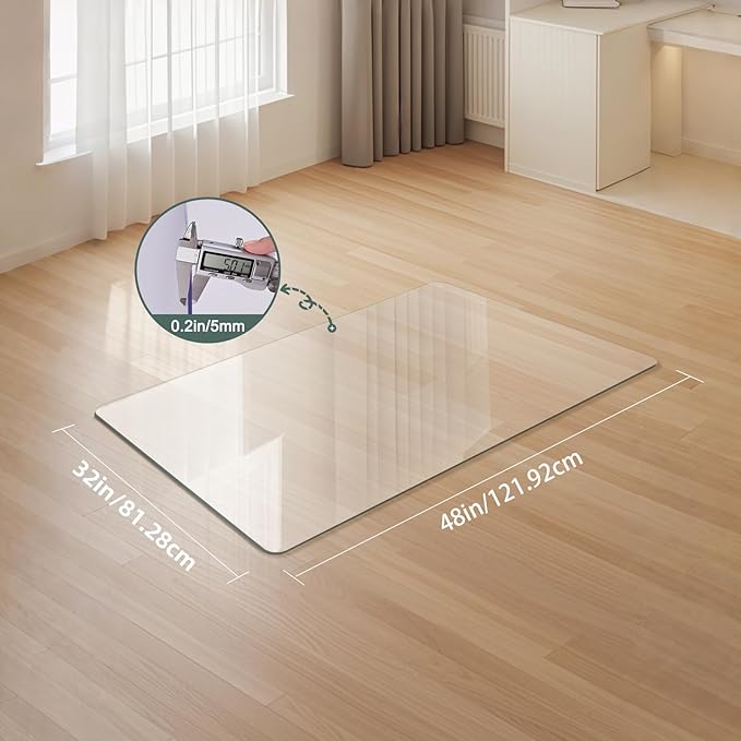 Tempered Glass Chair Mat 48" x 32", 1/5" Thick - Image 2