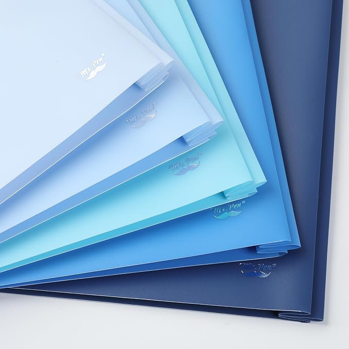 Mr. Pen- Plastic Folders with Pockets and Prongs, 5 Pack, Letter Size | Blue - Image 6