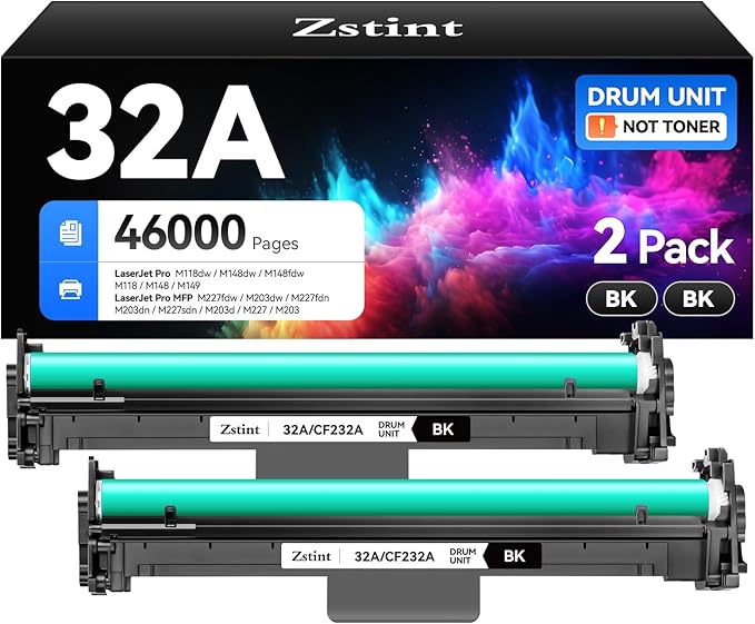 32A CF232A Drum Unit（Not Toner Black 2-Pack Replacement for HP 32A CF232A Imaging Drum Laserjet Pro MFP M227fdn M227fdw M227sdn M203dn M203dw M118dw M148dw M148fdw M149fdw M203 M206 M227 M230 Printer-DeskLoop Office