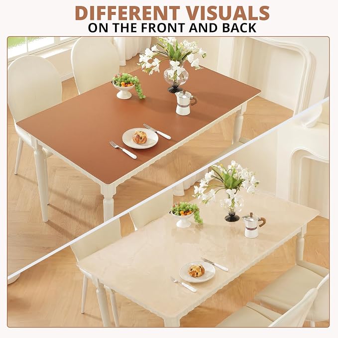 OstepDecor Brown Table Cover Protector 30 x 60 Inch, 1.5mm Thick Plastic Table - Image 7