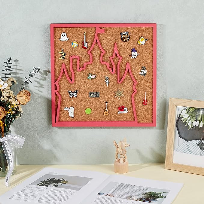 BENECREAT Square Castle Pin Board, 11.8x11.8inch Bulletin Display Board - Image 4