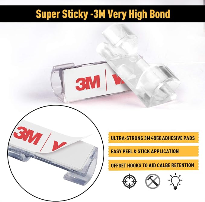 Cable Clips with Strong Self-Adhesive, XIAOXI Cable Management TV PC Wire - Image 2