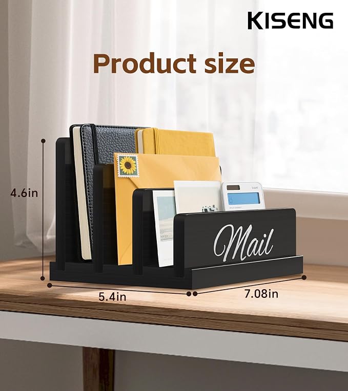 Mail Organizer for Desk, Wooden Mail Holder - Image 6